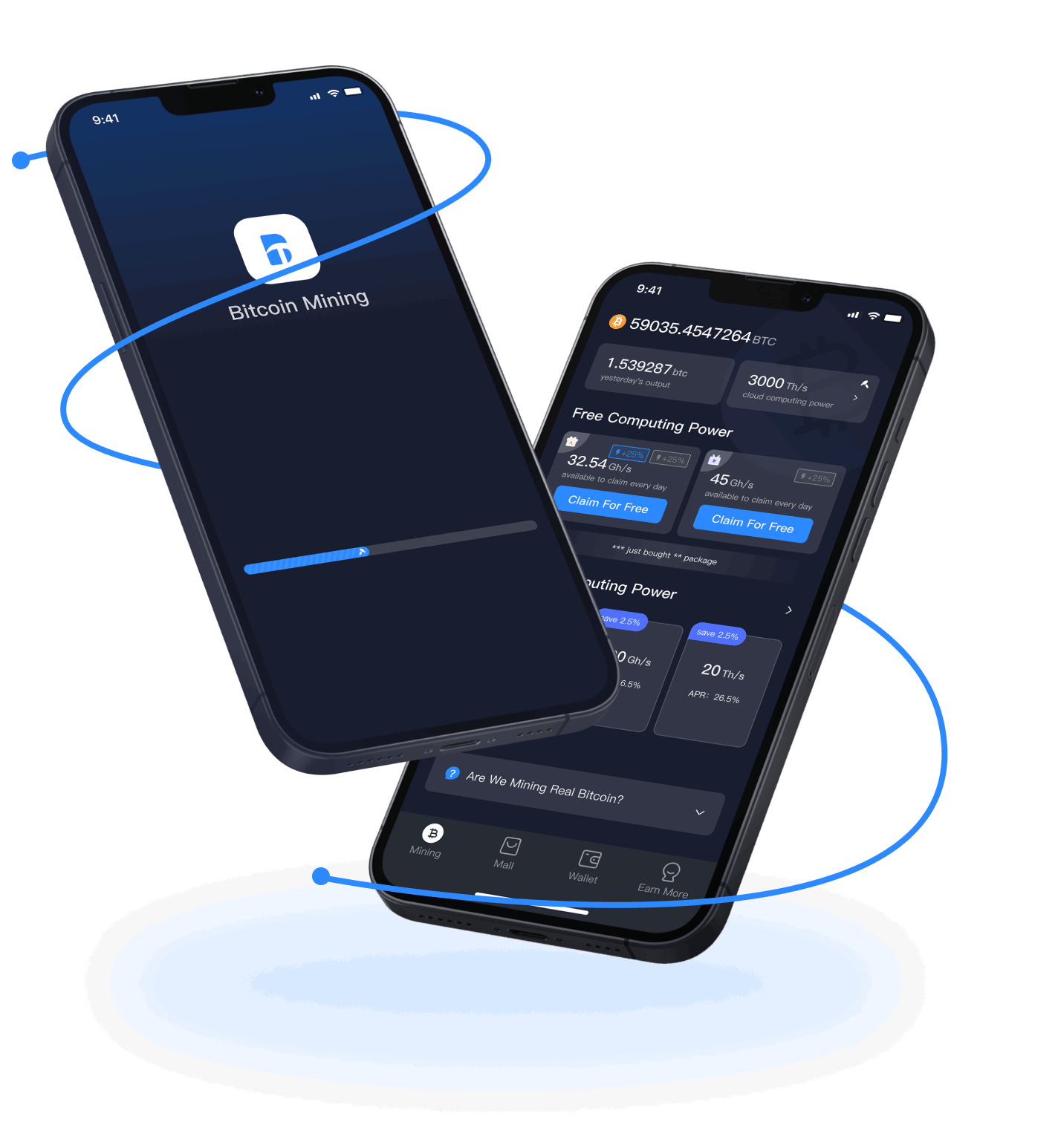 Bitcoin Mining app interface from the original website